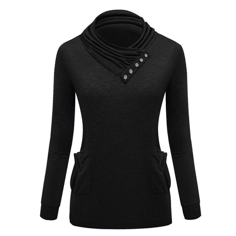 Big Pocket Design Turtleneck Collar Sweatshirt