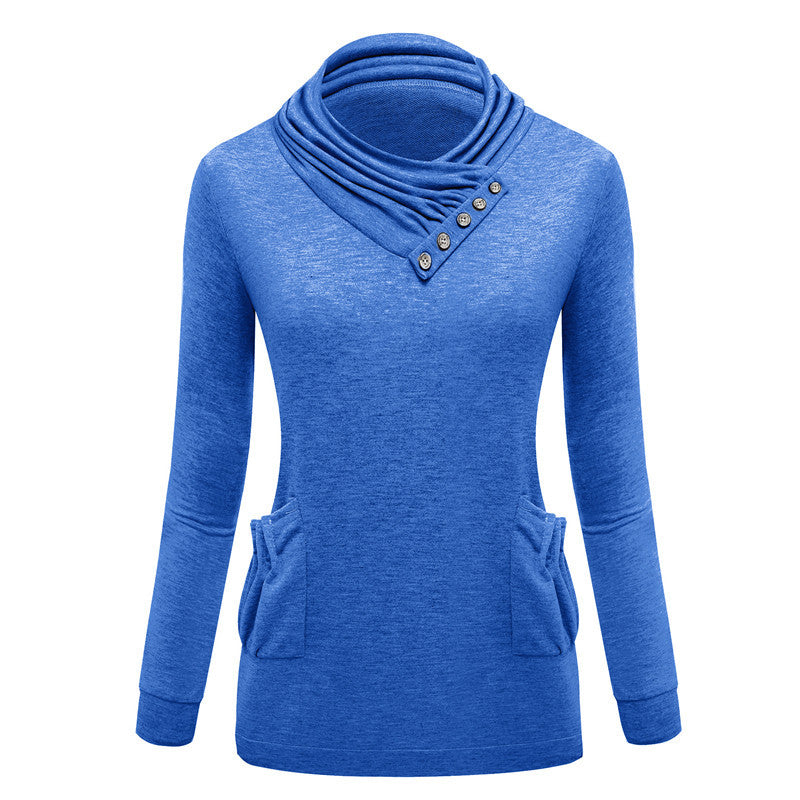 Big Pocket Design Turtleneck Collar Sweatshirt