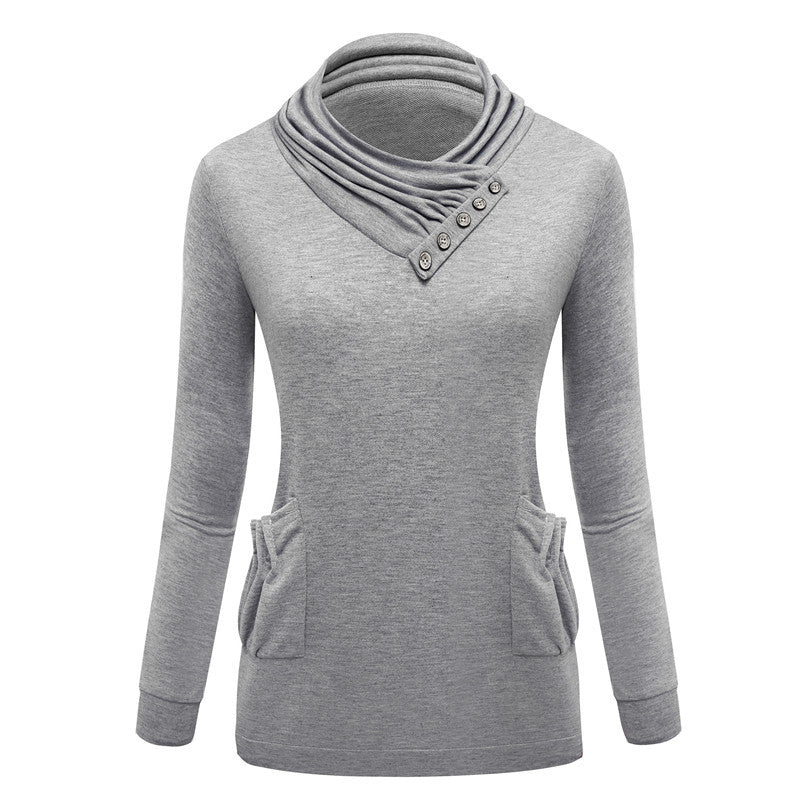 Big Pocket Design Turtleneck Collar Sweatshirt