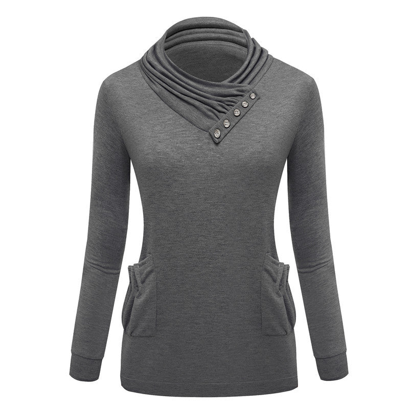 Big Pocket Design Turtleneck Collar Sweatshirt
