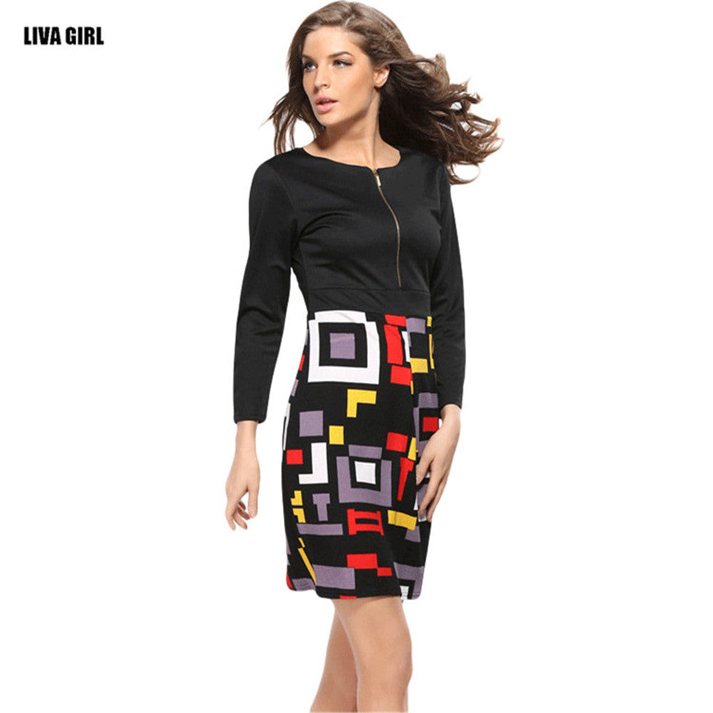 Casual Sheath Patchwork Mini Pencil Dress