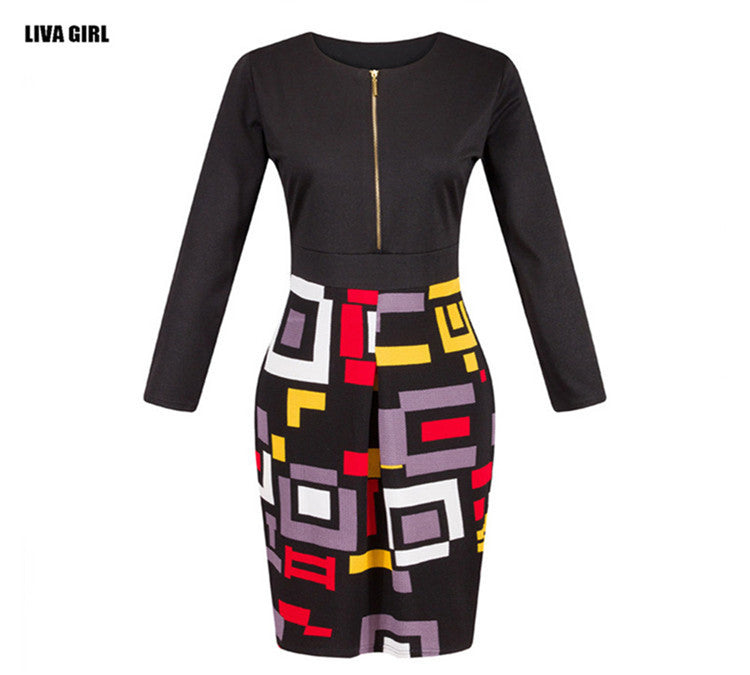 Casual Sheath Patchwork Mini Pencil Dress