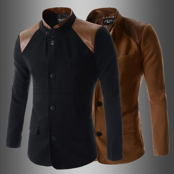 Men's wool blend Tench coats long sleeves