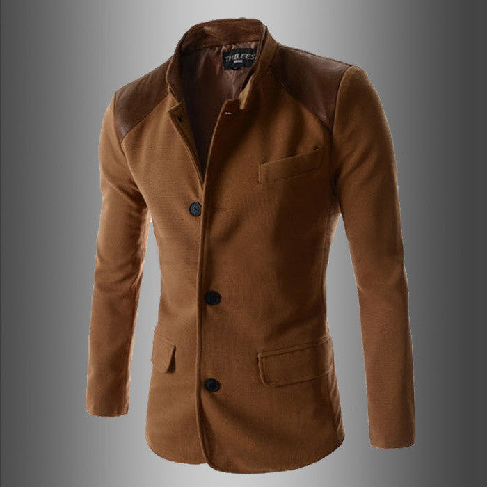 Men's wool blend Tench coats long sleeves