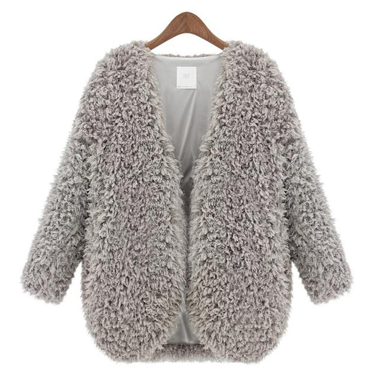 Lambs wool Warm and Comfortable V-Neck Women Short Coat