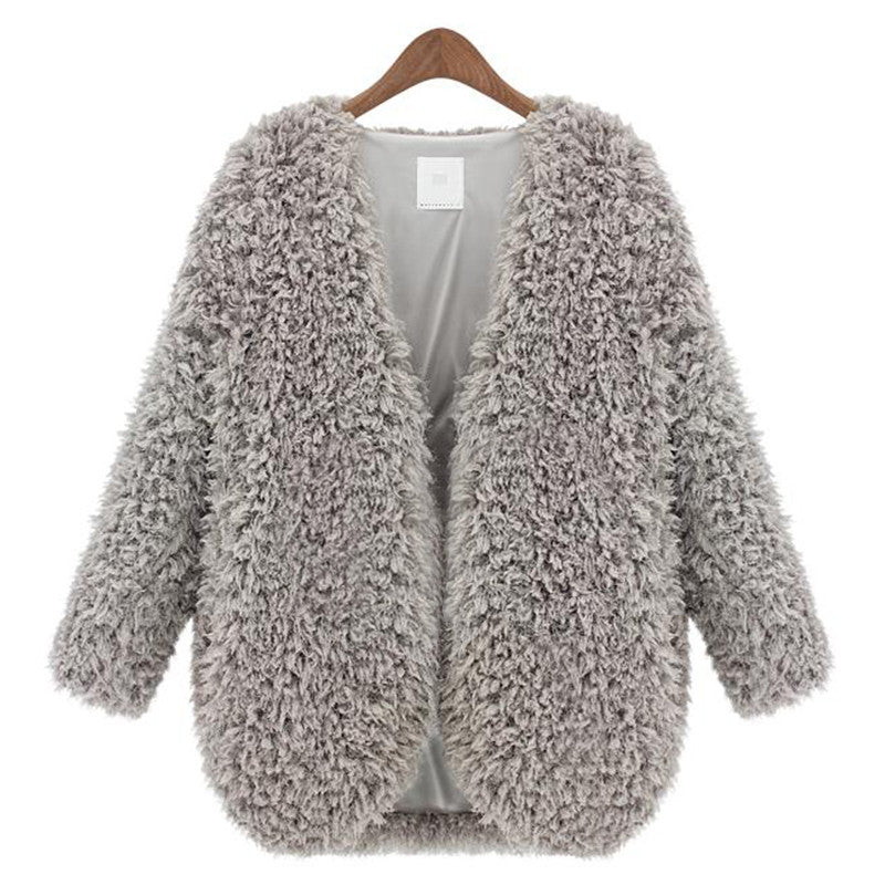 Lambs wool Warm and Comfortable V-Neck Women Short Coat