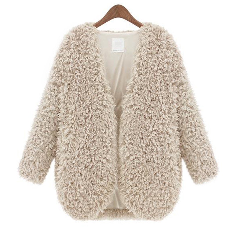 Lambs wool Warm and Comfortable V-Neck Women Short Coat