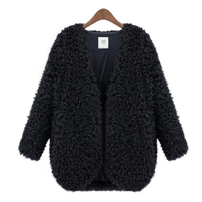 Lambs wool Warm and Comfortable V-Neck Women Short Coat