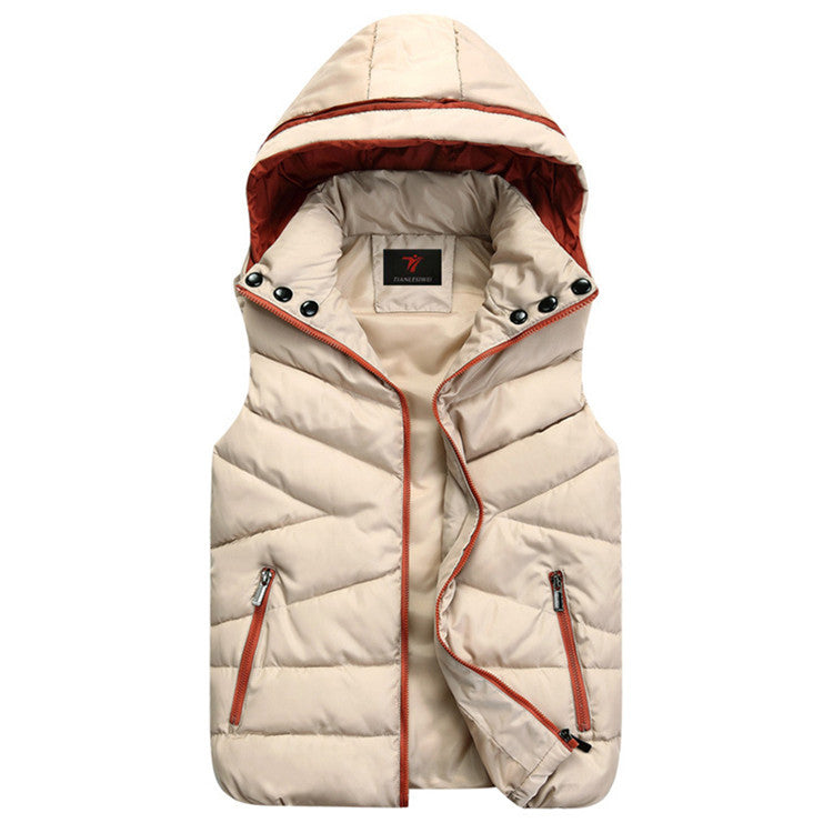 Women Detachable Cap Cotton Vest