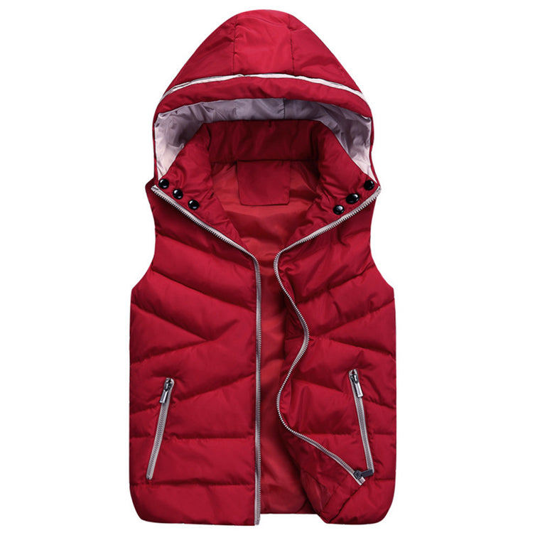 Women Detachable Cap Cotton Vest
