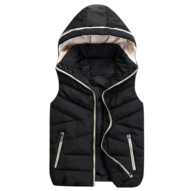 Women Detachable Cap Cotton Vest