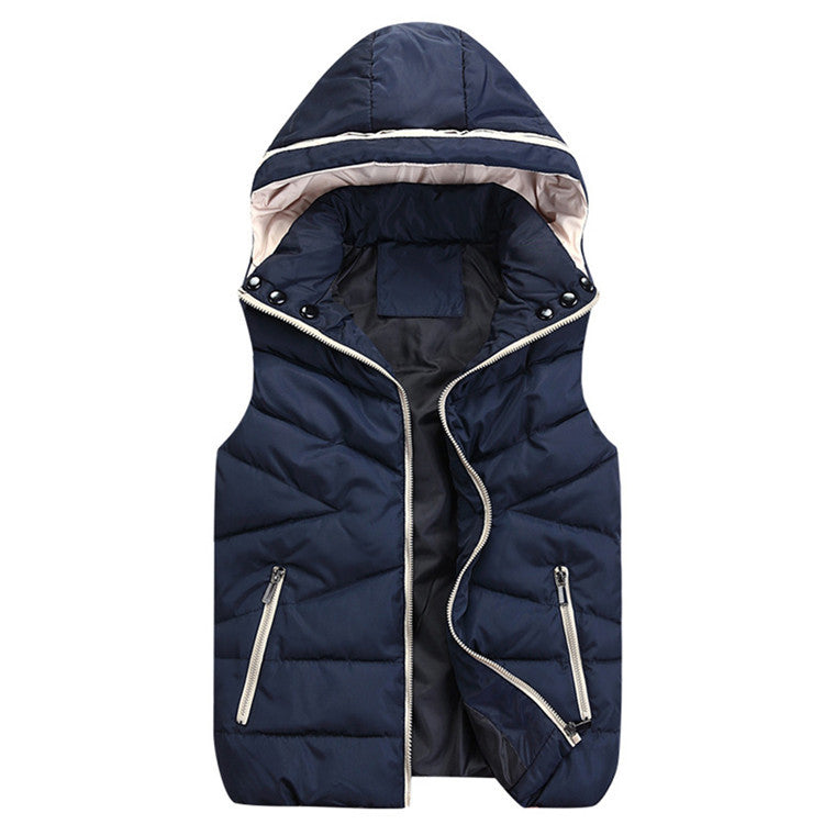 Women Detachable Cap Cotton Vest