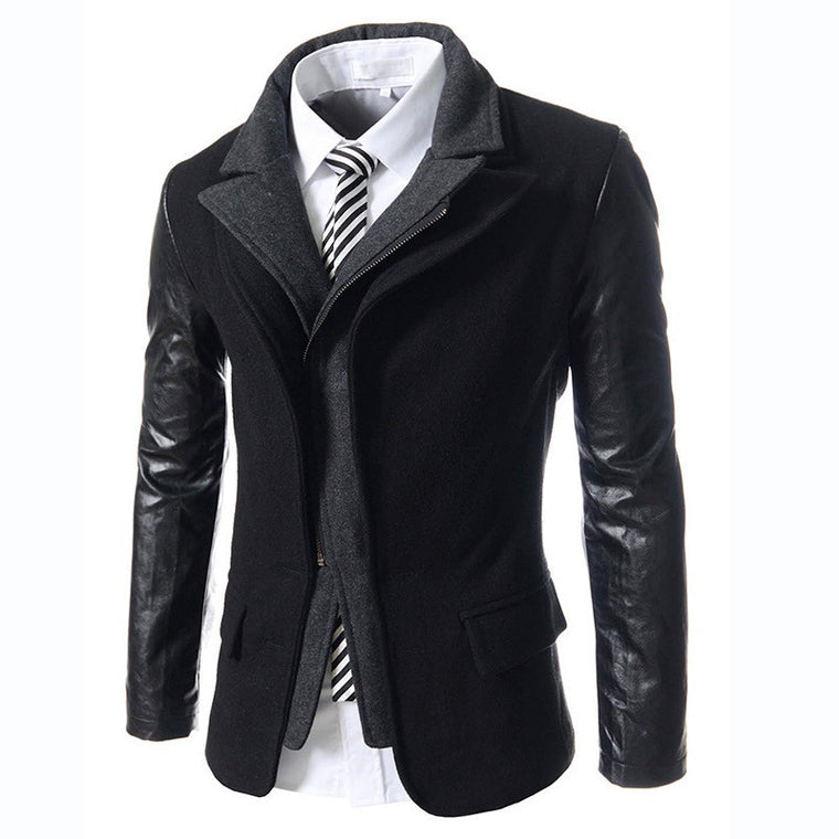 Dust Coat Slim Fit Solid Wool Male Overcoat