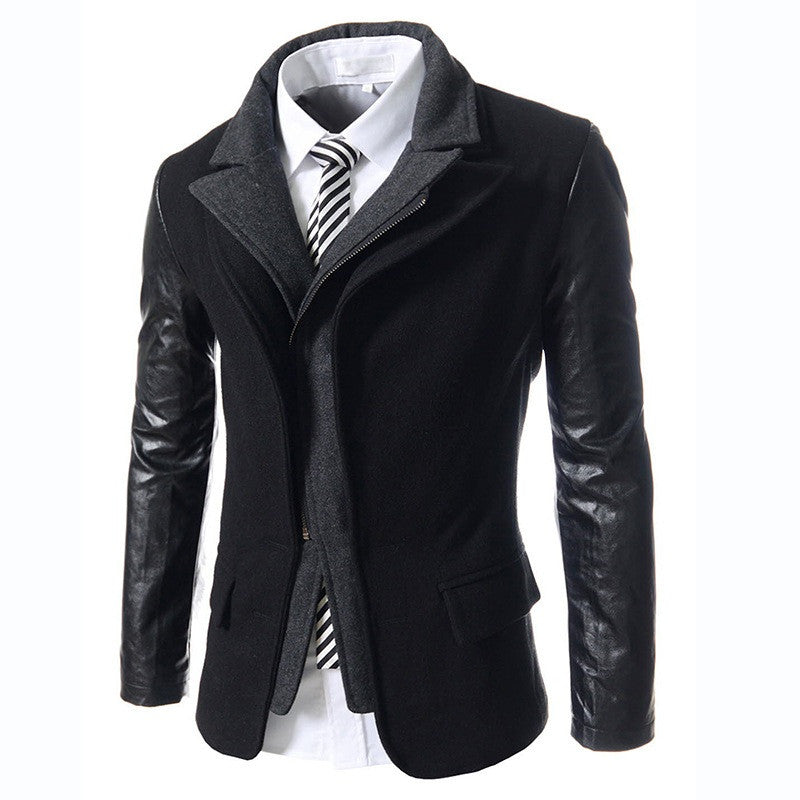 Dust Coat Slim Fit Solid Wool Male Overcoat