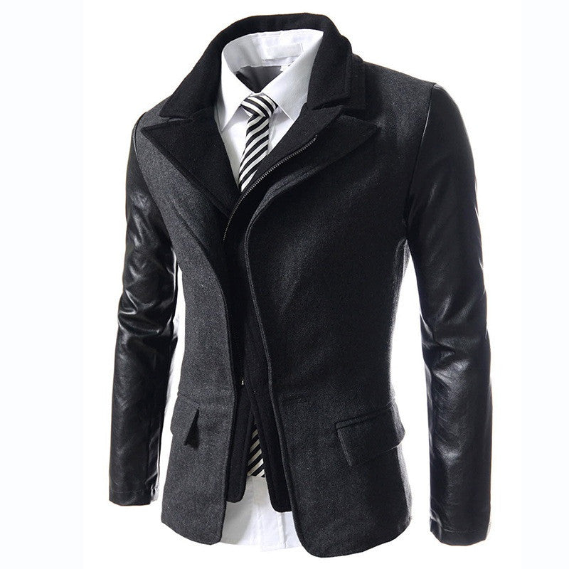 Dust Coat Slim Fit Solid Wool Male Overcoat