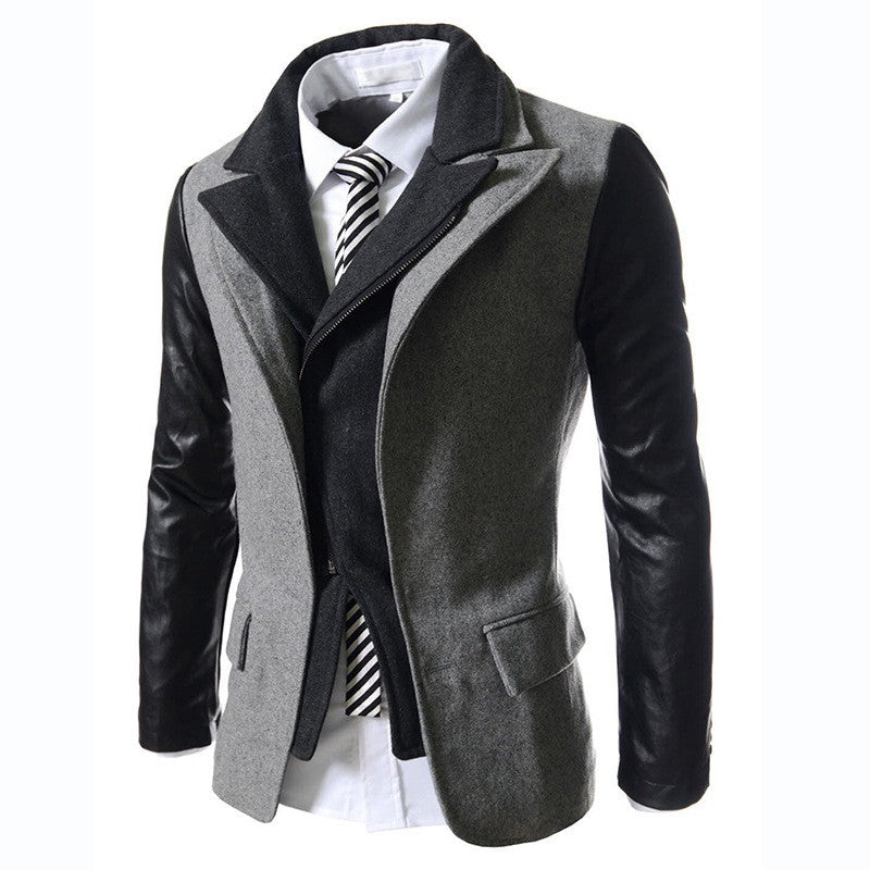 Dust Coat Slim Fit Solid Wool Male Overcoat