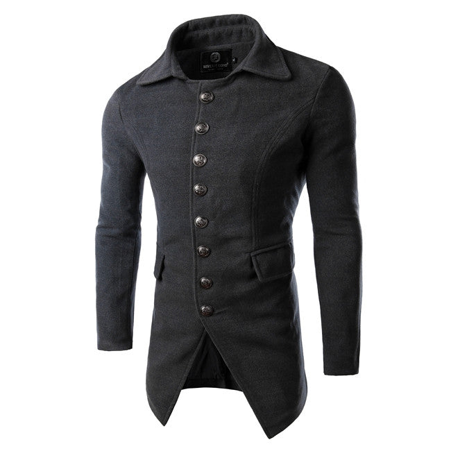 Men's Trench Coat Single Breasted Winter Overcoat