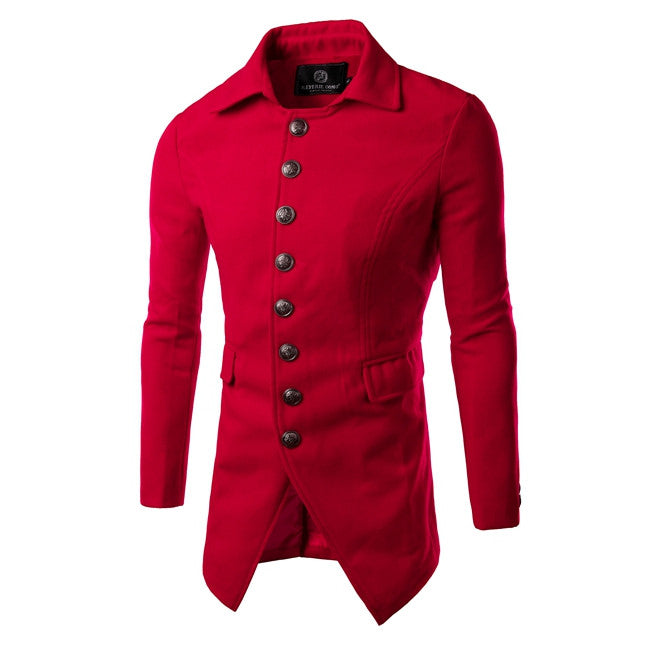 Men's Trench Coat Single Breasted Winter Overcoat