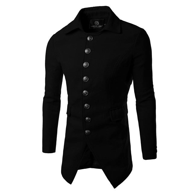 Men's Trench Coat Single Breasted Winter Overcoat