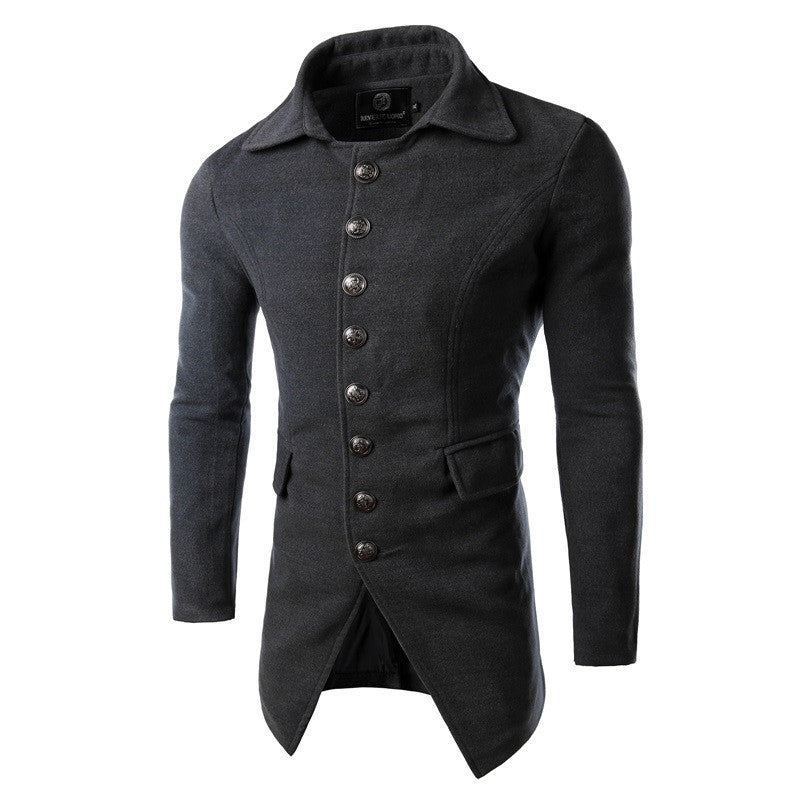 Men's Trench Coat Single Breasted Winter Overcoat