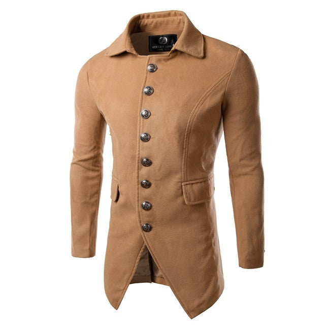 Men's Trench Coat Single Breasted Winter Overcoat