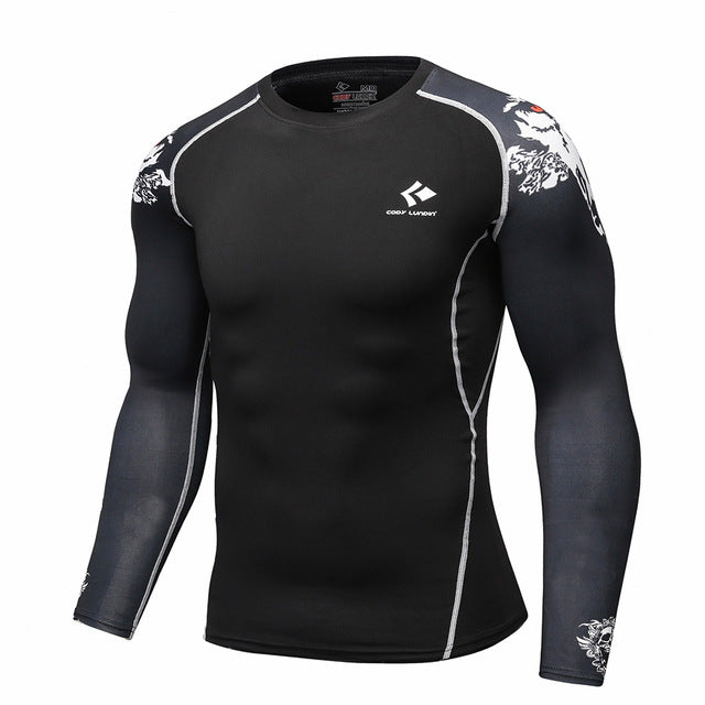 Mens Bodybuilding Skin Tight Long Sleeves Jerseys