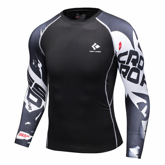 Mens Bodybuilding Skin Tight Long Sleeves Jerseys