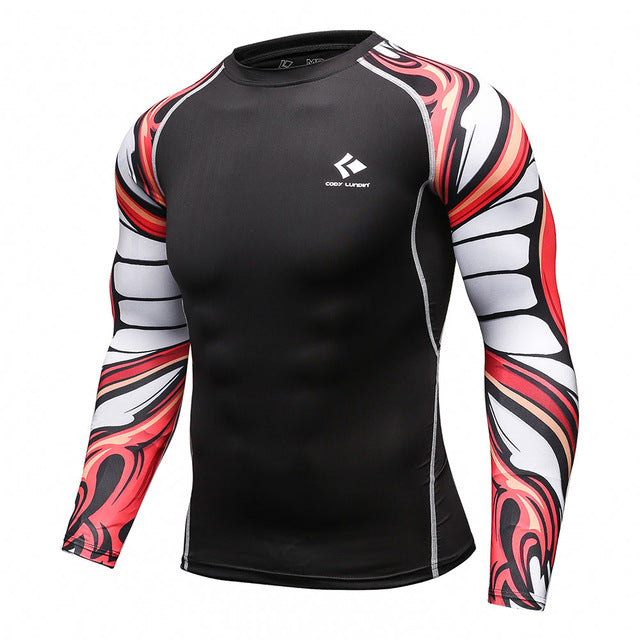 Mens Bodybuilding Skin Tight Long Sleeves Jerseys