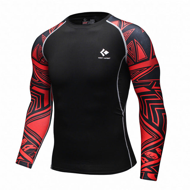 Mens Bodybuilding Skin Tight Long Sleeves Jerseys