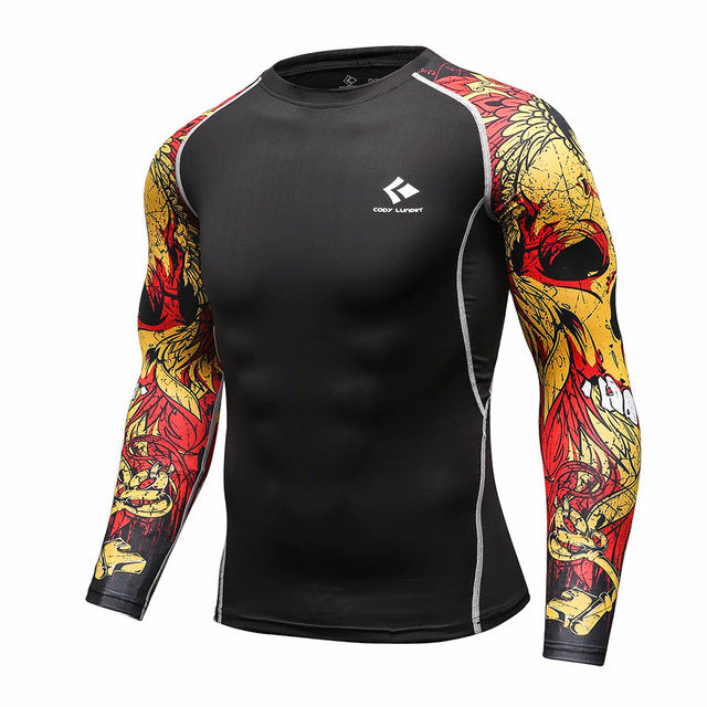 Mens Bodybuilding Skin Tight Long Sleeves Jerseys