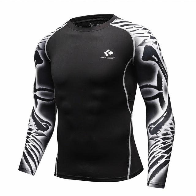 Mens Bodybuilding Skin Tight Long Sleeves Jerseys