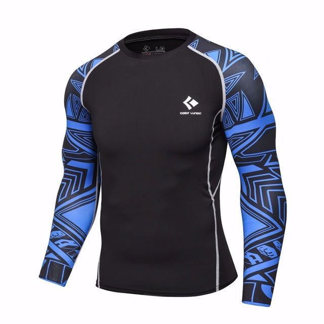 Mens Bodybuilding Skin Tight Long Sleeves Jerseys