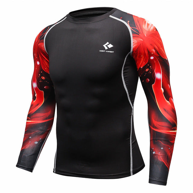 Mens Bodybuilding Skin Tight Long Sleeves Jerseys