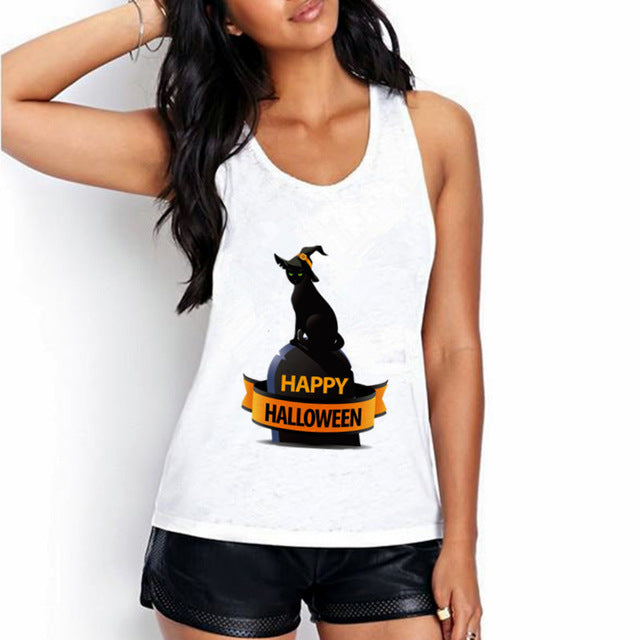 Cat print Women Sleeveless Tank Tops