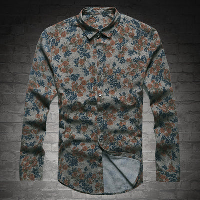 High Quality Cotton Floral Long Sleeve Mens Shirts