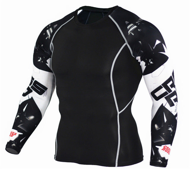 Mens Fitness 3D Prints Long Sleeves T Shirt