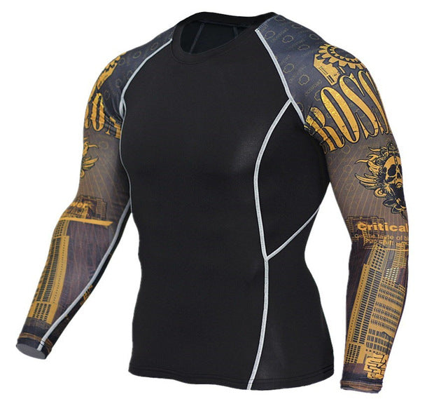 Mens Fitness 3D Prints Long Sleeves T Shirt