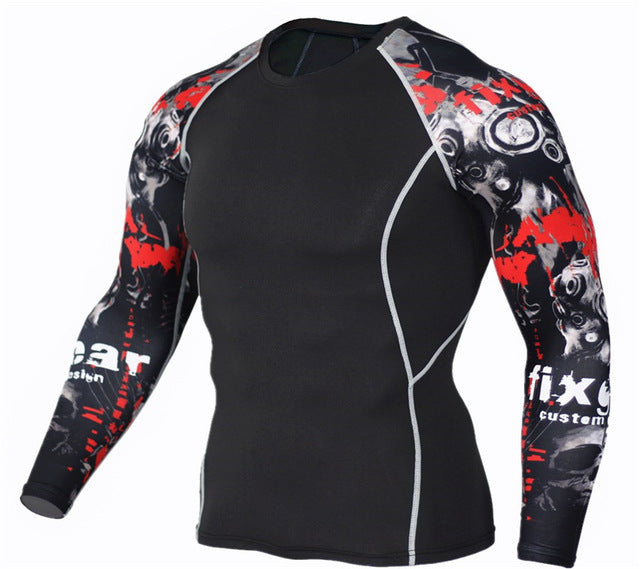 Mens Fitness 3D Prints Long Sleeves T Shirt