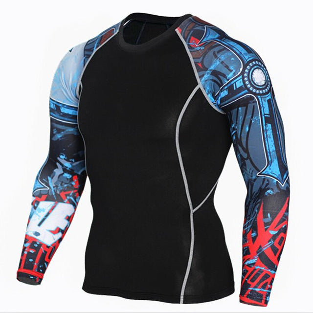 Mens Fitness 3D Prints Long Sleeves T Shirt