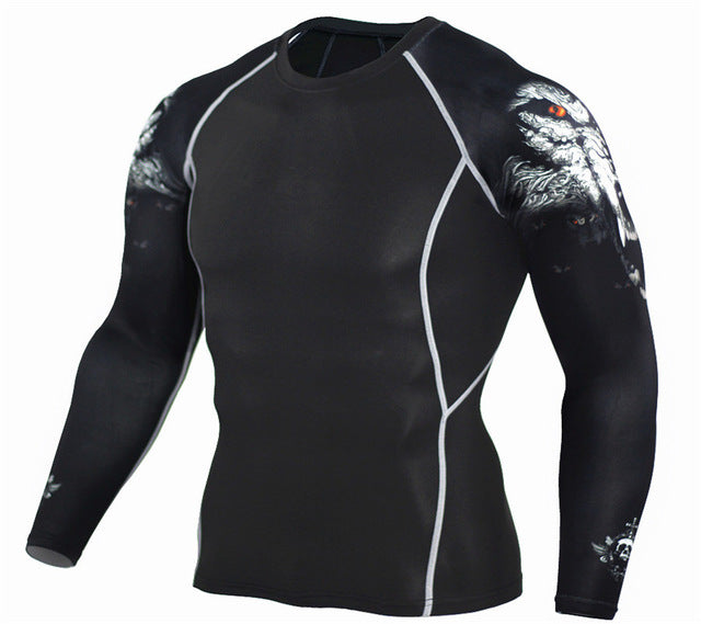 Mens Fitness 3D Prints Long Sleeves T Shirt
