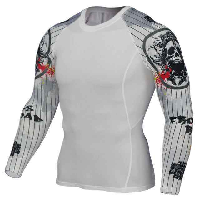 Mens Fitness 3D Prints Long Sleeves T Shirt