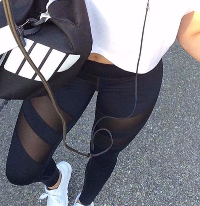 Women Fitness Mesh Patchwork Yoga Pants