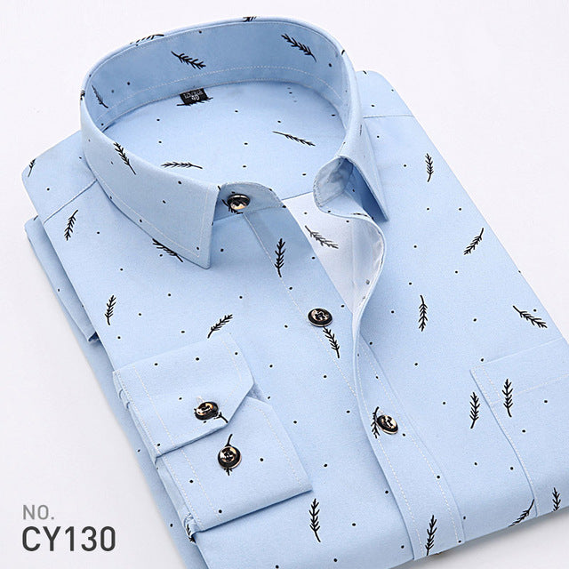 Floral Print Men Long Sleeve Shirts