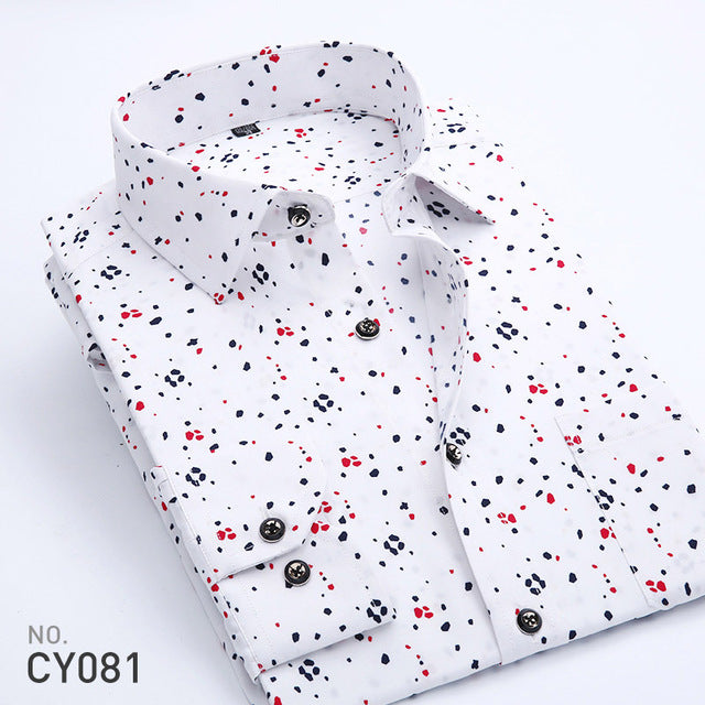 Floral Print Men Long Sleeve Shirts