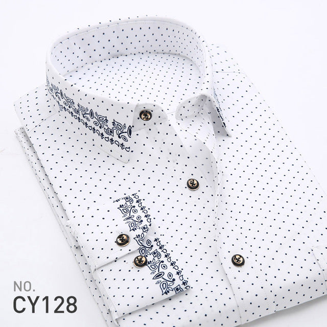 Floral Print Men Long Sleeve Shirts