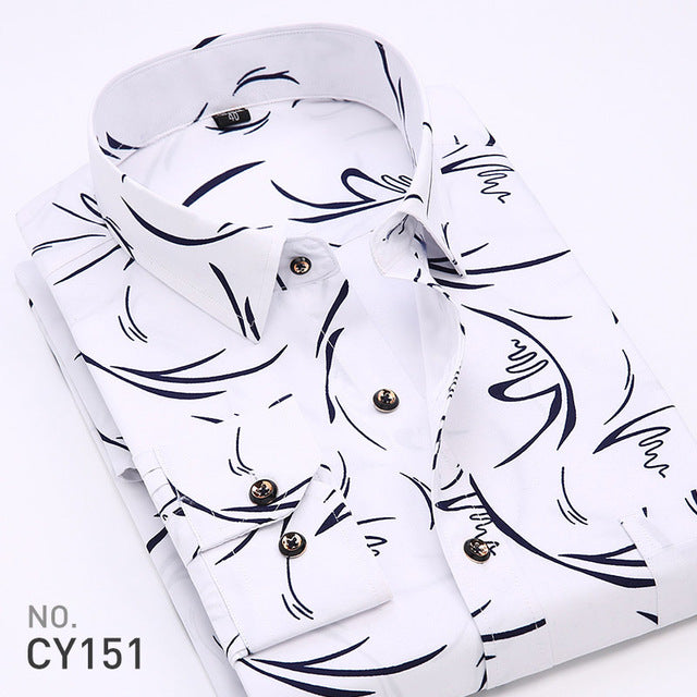 Floral Print Men Long Sleeve Shirts