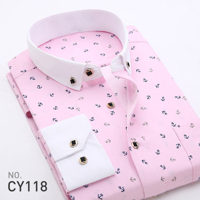 Floral Print Men Long Sleeve Shirts