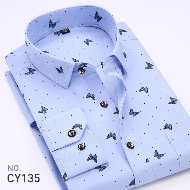 Floral Print Men Long Sleeve Shirts