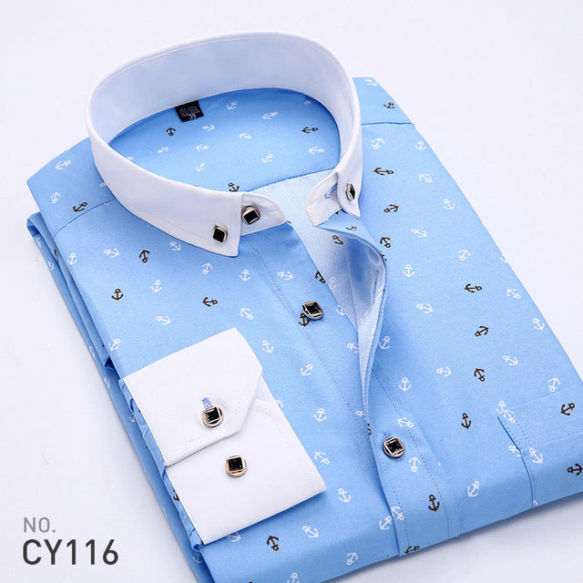 Floral Print Men Long Sleeve Shirts