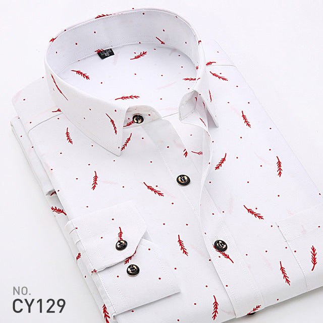 Floral Print Men Long Sleeve Shirts